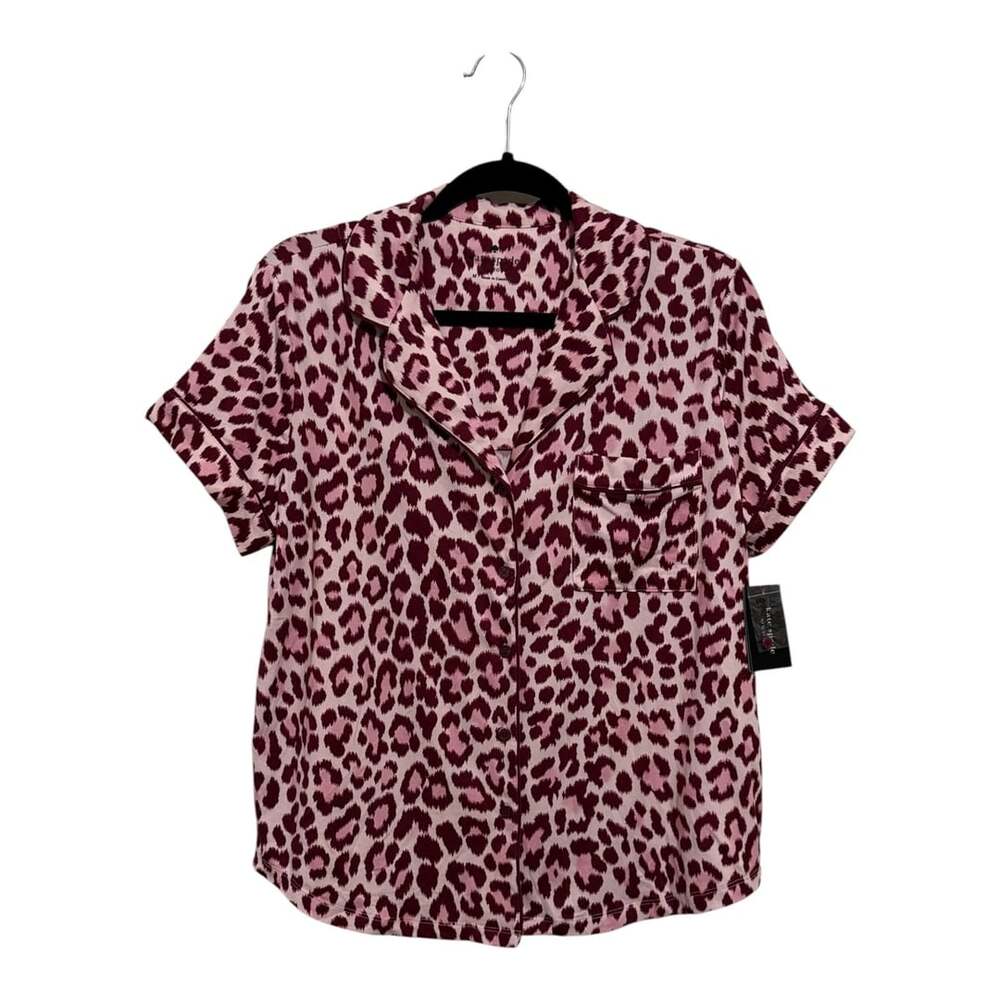 Size Medium Kate Spade Women's Leopard 2-Piece Short Sleeve Capri Pajama Set - Picture 2 of 5